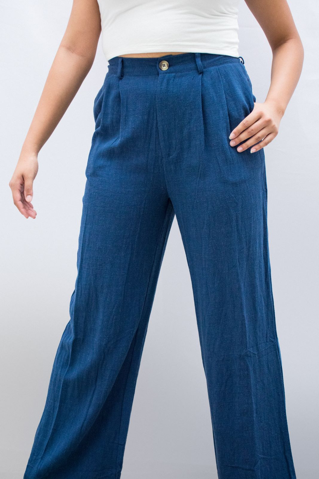 Pantalón Lino Azul Marino.