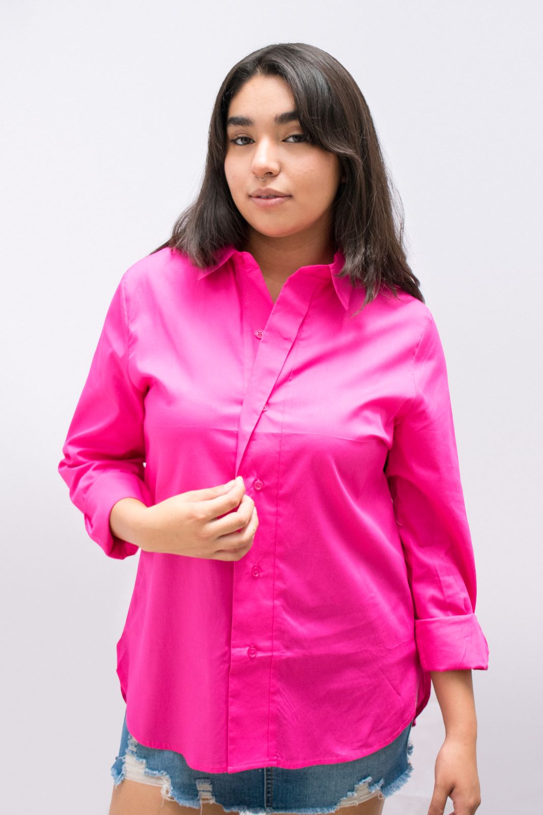 Camisa Rosa Manga Larga.